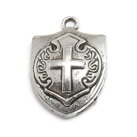 8pcs Cross Shield Charms, jewelry making supplies‎ - Picture 3 of 3